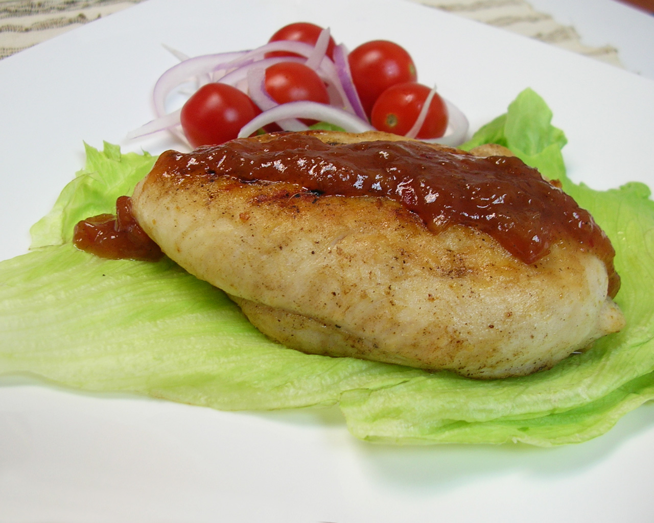 Grilled Chicken Chop with Tomato and Onion Relish