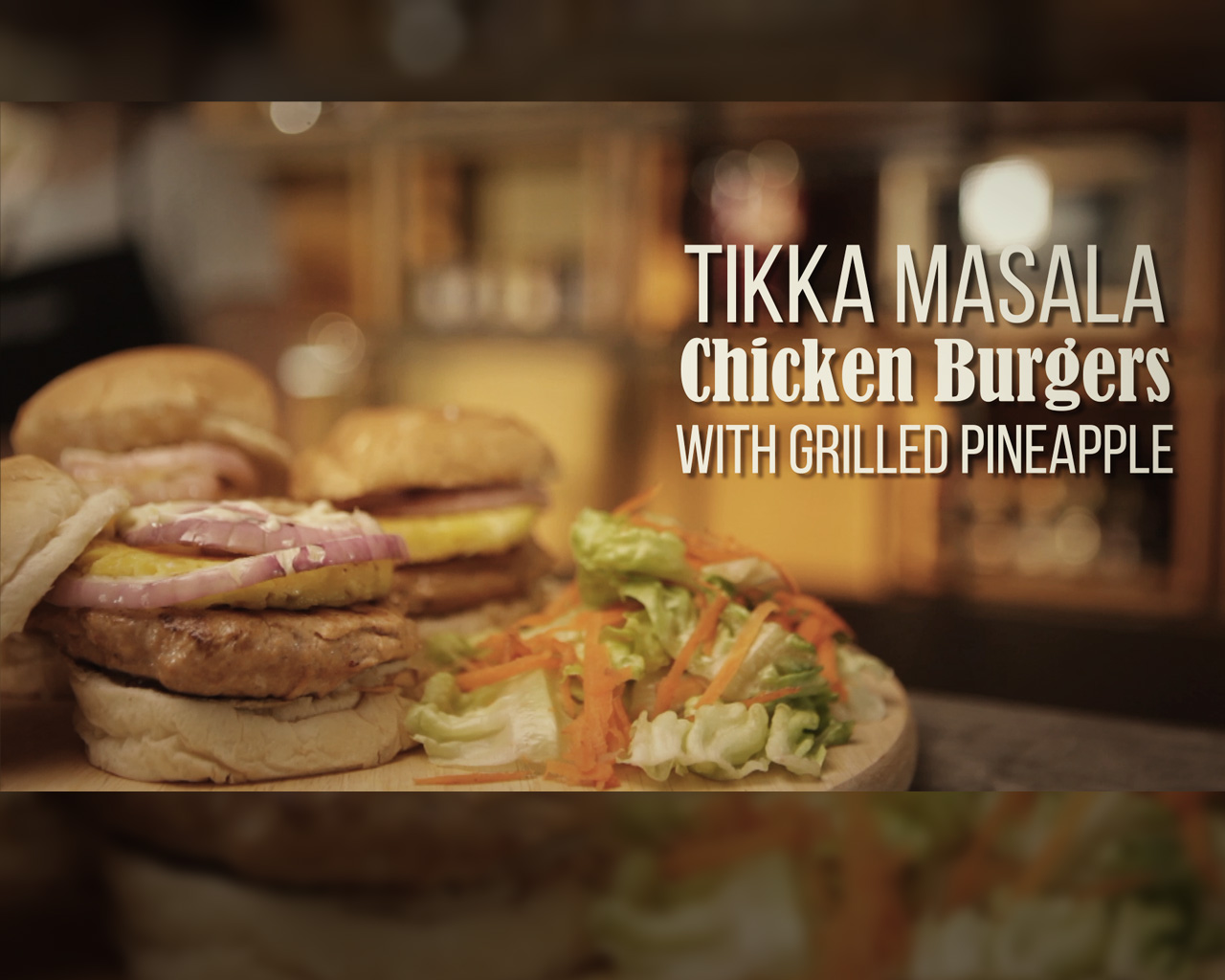 Tikka Masala Chicken Burgers with Grilled Pineapple