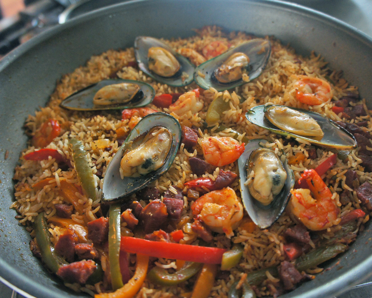 WorldPlatter brought to you by WORLDFOODSSpicy Seafood & Chorizo Paella
