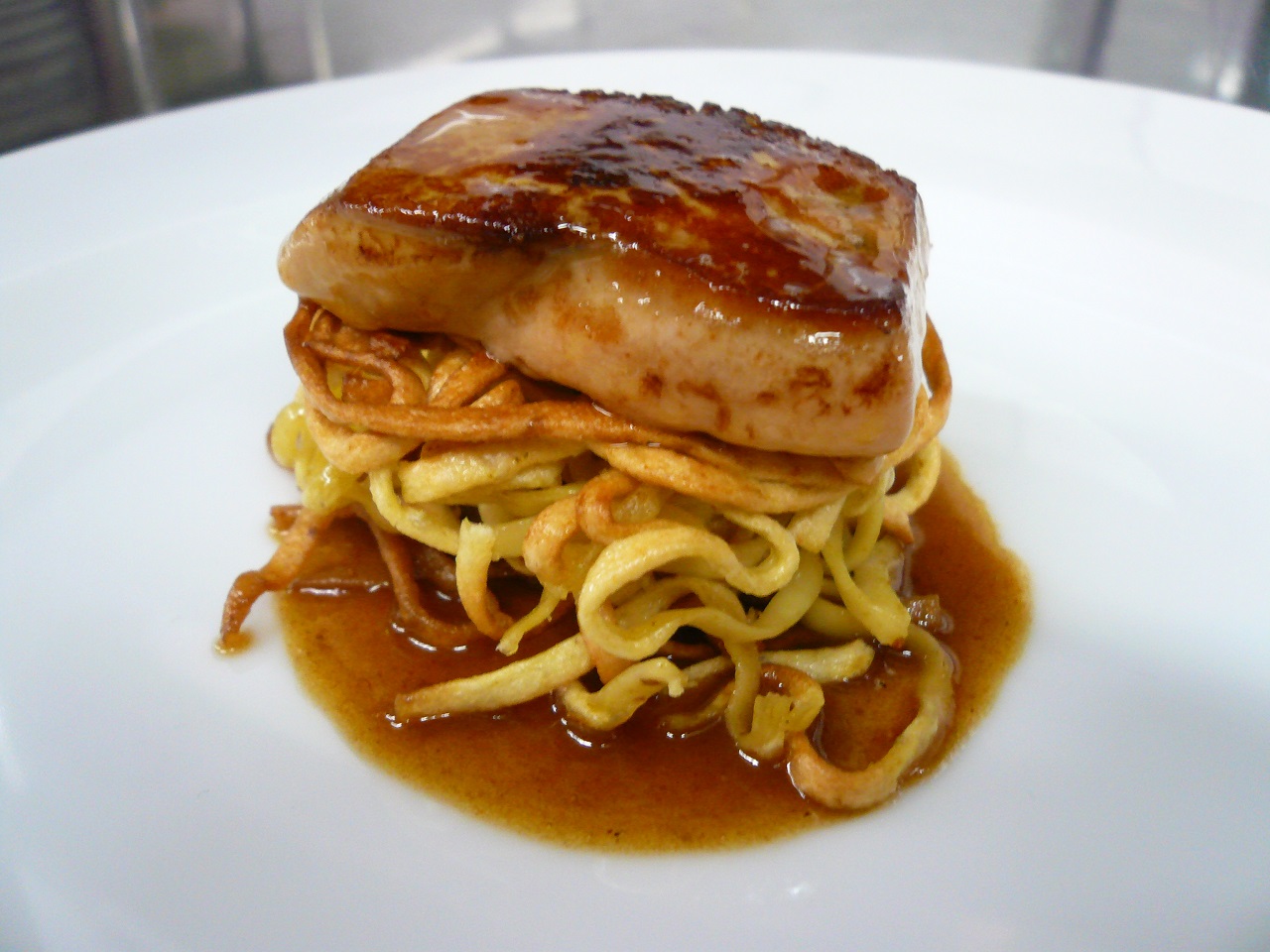 WorldPlatter – brought to you by WORLDFOODSPan Seared Foie Gras with Curry  Noodles and Masaman Curry Butter Sauce